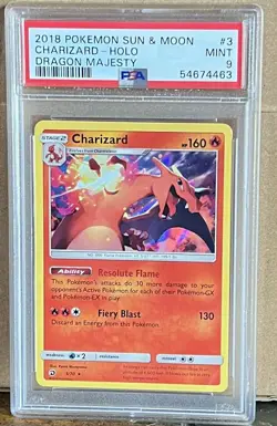 Pokemon Card Charizard #3 Holo Dragon Majesty 2018 Sun & Moon PSA MINT 9!!!!!! - Image 1