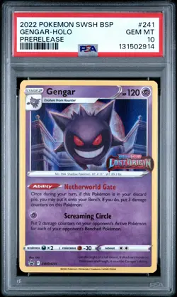 Gengar Holo 241 Prerelease Swsh Black Star Promo Pokemon PSA 10 - Image 1