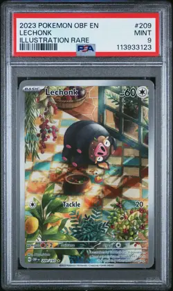 2023 POKEMON OBF EN-OBSIDIAN FLAMES ILLUSTRATION RARE #209 LECHONK PSA 9 - Image 1