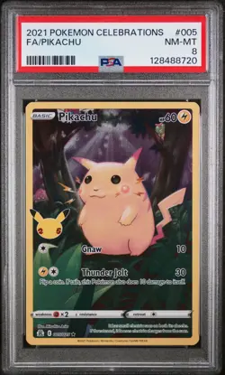 2021 POKEMON CELEBRATIONS #005 FULL ART/PIKACHU PSA 8 - Image 1