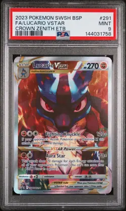 2023 POKEMON SWSH CROWN ZENITH ELITE TRAINER BOX FULL ART/LUCARIO VSTAR PSA 9 - Image 1