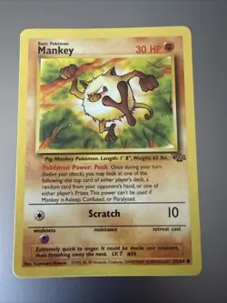 Pokemon Card Mankey 55/64 Jungle Unlimited WOTC Common LP-NM - Image 1