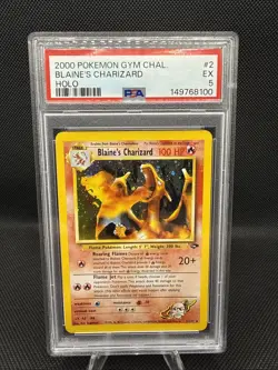 Pokemon TCG Blaine's Charizard 2/132 Gym Challenge PSA 5 - Image 1
