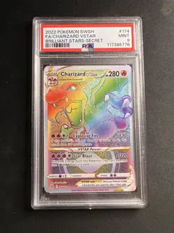2022 Pokemon TCG Charizard VSTAR Secret Rare Card Brilliant Stars #174/172 PSA 9 - Image 1
