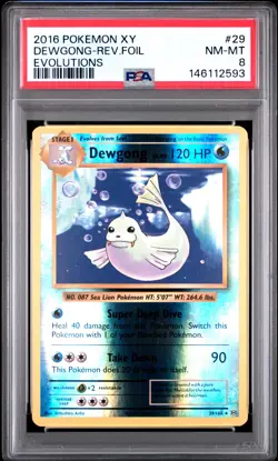 2016 POKEMON XY EVOLUTIONS #29 DEWGONG-REVERSE FOIL PSA 8 - Image 1
