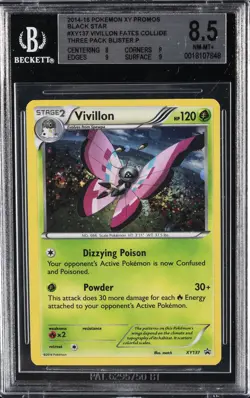 2014-16 POKEMON BLACK STAR PROMOS - FATES COLLIDE #XY137 VIVILLON BGS 8.5 - Image 1