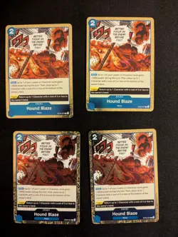 OP05-057 Hound Blaze Rare One Piece TCG Card playset x4 - Image 1