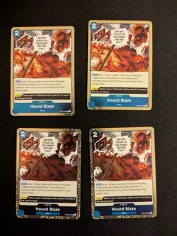 OP05-057 Hound Blaze Rare One Piece TCG Card playset x4 - Image 2