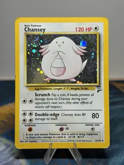 Chansey 3/130 Base Set 2 Holo Rare WOTC Pokemon Vintage Card LP MP - Image 1
