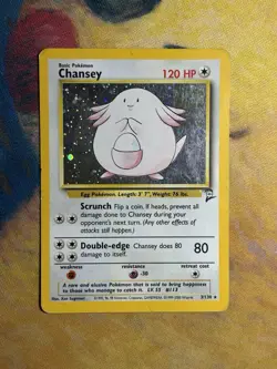 Chansey 3/130 Base Set 2 Holo Rare WOTC Pokemon Vintage Card LP MP - Image 2