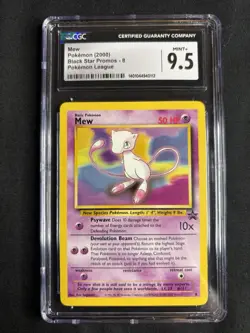 Mew Black Star Promo #8 Non-Holo Card WOTC Pokemon League, CGC 9.5/10, PSA BGS - Image 1