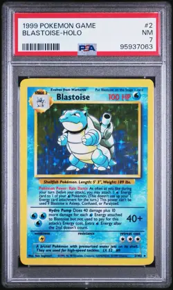 Pokemon Card PSA 7 Blastoise Holo Unlimited Base Set 1999 WotC 2/102 - Image 1