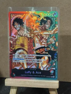 SHIPS TODAY Bandai One Piece Card Game Luffy & Ace Leader ST30-001 Holo English - Image 1