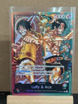 SHIPS TODAY Bandai One Piece Card Game Luffy & Ace Leader ST30-001 Holo English - Image 2