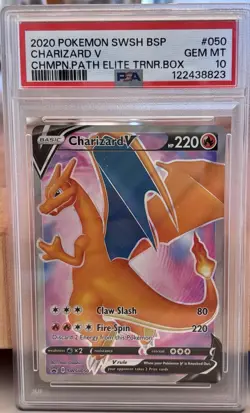 Pokemon TCG Charizard v SWSH Black Star Promos Holo Card SWSH260 PSA 10 - Image 1