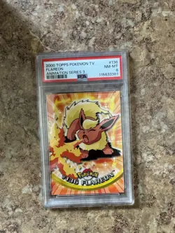 2000 TOPPS POKEMON TV ANIMATION SER 3 #136 FLAREON PSA 8 - Image 1