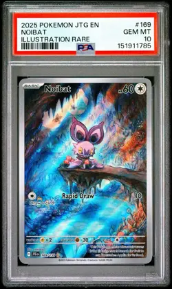 2025 POKEMON JTG EN-JOURNEY TOGETHER ILLUSTRATION RARE #169 NOIBAT PSA 10 - Image 1
