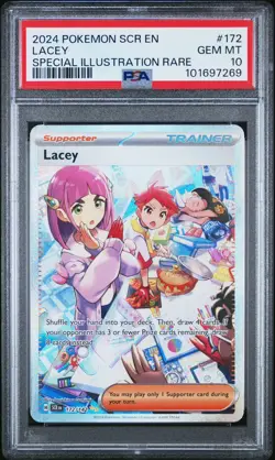2024 POKEMON SCR EN-STELLAR CROWN SPECIAL ILLUSTRATION RARE #172 LACEY PSA 10 - Image 1