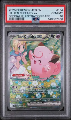 2025 POKEMON JTG EN-JOURNEY TOGETHER #184 LILLIE'S CLEFAIRY EX PSA 10 - Image 1