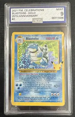 Blastoise AGS 9 2/102 Celebrations: Classic Collection Pokemon TCG Holo - Image 1