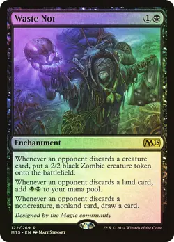 MTG NM+ FOIL Waste Not M15 #122 Magic 2015 Card - Image 1