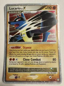 Pokemon TCG Lucario LV.X Holofoil Card Mysterious Treasures 122/123 - Image 1