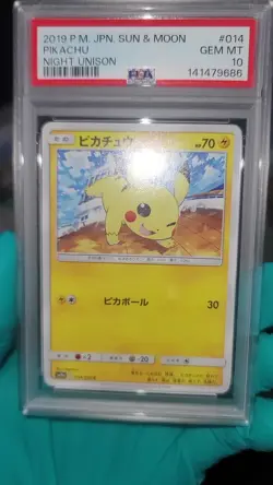 Pokemon PSA 10 Pikachu #014 Japanese Night Unison Common Gem Mint Graded Card - Image 2