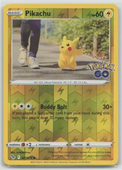 Pikachu 027/078 Common Pokemon GO Pokemon Reverse Holo Lightly Played - Image 1