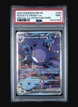 2025 POKEMON DRI EN-DESTINED RIVALS #234 TEAM ROCKET'S CROBAT EX PSA 9 - Image 1