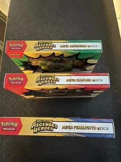 3 Pokemon TCG Ascended Heroes Mega ex Box Bundle Feraligatr Emboar Meganium New - Image 2