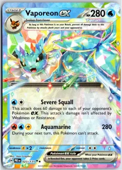 VAPOREON EX 023/131 - HOLO DOUBLE RARE - PRISMATIC EVOLUTIONS - POKEMON - NM - Image 1