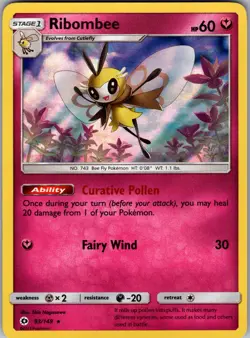 Ribombee 93/149 Holo Holo Rare SM Base Set Pokemon Holo Near Mint - Image 1
