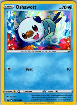 Oshawott (Cosmo Holo) SWSH222 Holo Promo Sword & Shield Promo Pokemon Holo NM - Image 1