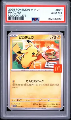 2025 POKEMON JAPANESE M-P PROMO MCDONALD'S #020 PIKACHU PSA 10 - Image 1