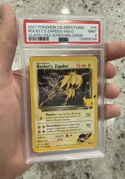 PSA 9 MINT Rocket's Zapdos, SWSH Celebrations Pokemon Classic Collection 15/132 - Image 1