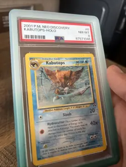 2001 Pokemon Kabutops 6/75 Neo Discovery Unlimited Holo PSA 8 (Guard Included!) - Image 3