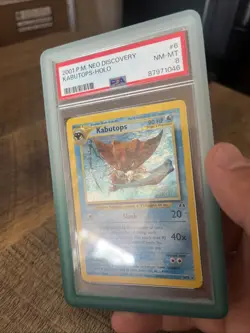 2001 Pokemon Kabutops 6/75 Neo Discovery Unlimited Holo PSA 8 (Guard Included!) - Image 4