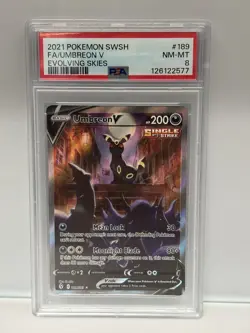 PSA 8 2021 Pokemon SWSH FA Umbreon V Evolving Skies Full Art #189 Near Mint - Image 1