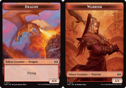 DRAGON // WARRIOR Double-Sided Token x4 mtg EX/NM Tarkir Dragonstorm - Image 1