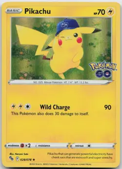 Pikachu 028/078 Holo Rare Pokemon GO Pokemon TCG NM - Image 1
