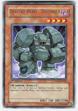 Destiny Hero - Defender DP05-EN006 Duelist Pak 5: Aster Phoenix Yugioh 1st Ed LP - Image 1