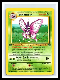 💥 Venomoth 29/62 1st Edition Fossil 1999 Rare Non Holo Foil Pokemon Card - Image 1