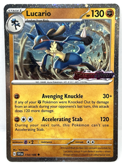 Lucario - 114/198 Pokemon Scarlet & Violet Premium Collection Stamped Promo Card - Image 1