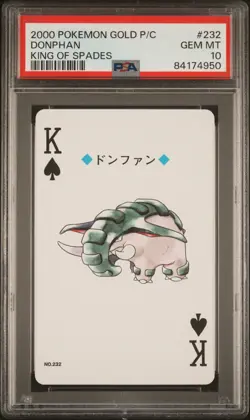 Pokemon Gold Poker Playing Card Donphan King of Spades #232 PSA 10 Gem Mint - Image 1
