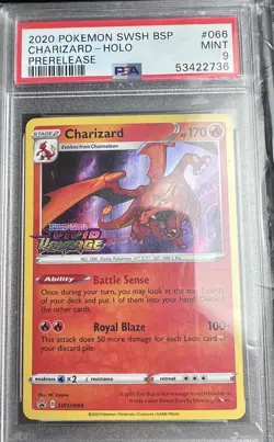 PSA 9 MINT Charizard SWSH066 PreRelease HOLO PROMO Pokemon Card 628 - Image 3
