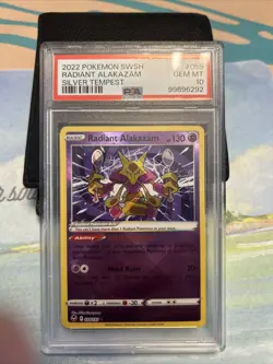 PSA 10 GEM MINT Radiant Alakazam 059/195 Silver Tempest RARE Pokemon Card - Image 1