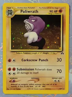 Poliwrath 9/75 Neo Discovery Rare Holo Pokemon Card VLP - Image 1