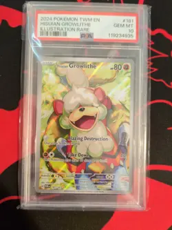 POKEMON TWM EN-TWILIGHT MASQUERADE #181 HISUIAN GROWLITHE PSA 10 Gem Mint - Image 3