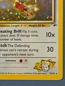 Pokemon TCG Gym Heroes Lt. Surge's Fearow 7/132 Holo - Image 4