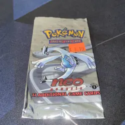 Pokemon Neo Genesis 1st Edition Lugia Art - Open Empty Wrapper - Clean Cut Top - Image 1